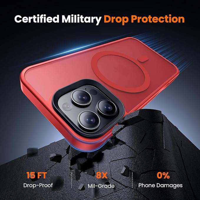 toushion 3 in 1 for iPhone 16 Pro Max Case with MagSafe, Screen Protector*1 Camera Lens Protector*1,Skin Feeling Back Military-Grade Protection for iPhone 16 Pro Max Phone Case 6.9 inch Red