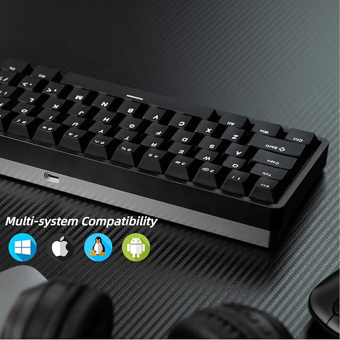 OOCTPK Chilkey ND65 Wired Aluminum Mechanical Keyboard, 65% Layout Portable Gaming Keyboard, PBT Doubleshot Keycaps, Hot Swappable Custom Key Board for Laptop and Office PC - Black