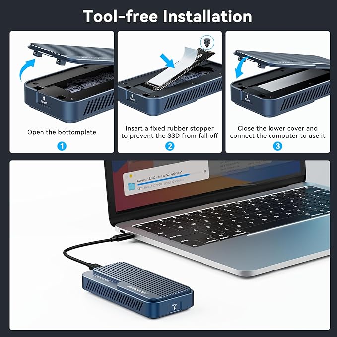 ACASIS 80Gbps M.2 NVMe SSD Enclosure, with Cooling Fan, Compatible with Thunderbolt5/USB4 V2.0, Back Compatible with Thunderbolt4/USB4 V1.0, USB3.2/3.1/3.0 (TB501 Pro)(Phantom Gray)