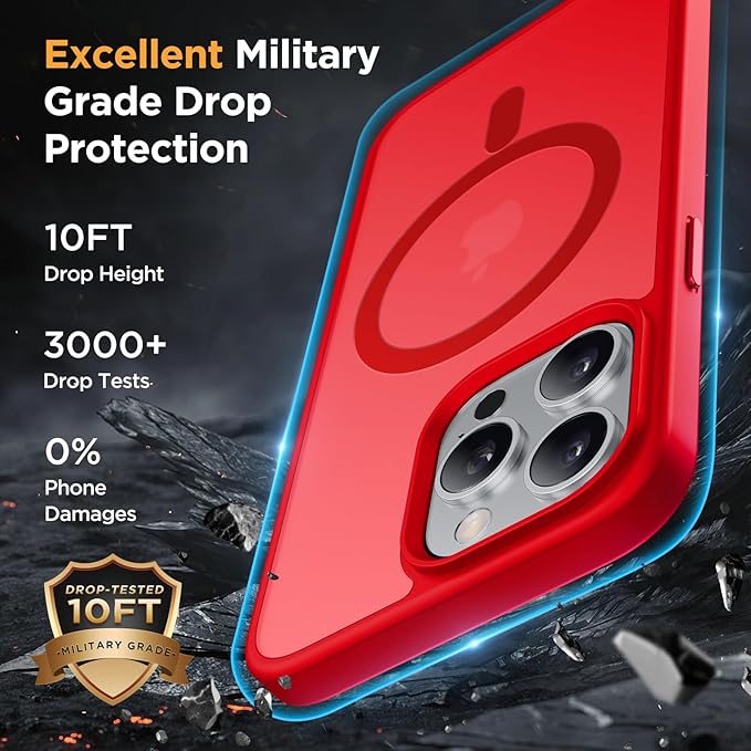 Miracase Magnetic Series Designed for iPhone 13 Pro Case [Compatible with MagSafe] [with 2X Screen Protectors] Anti-Fingerprint, Magnetic Phone Case for iPhone 13 Pro 6.1 inch - Red