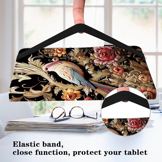 Case for iPad mini 5 (2019)/ iPad mini 4 / iPad mini 3/2/1 Case,PU Leather Flip Stand Card Slots Shockproof Case - Flower Birds