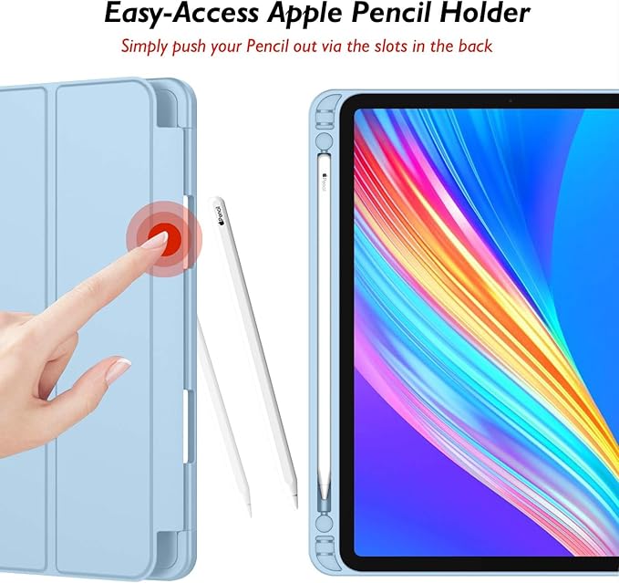 iMieet Case for iPad Pro 11 Inch (M5) 2025 /(M4) 2024 5th Gen, Trifold Stand Smart Cover with Pencil Holder and Soft TPU Back, Auto Wake/Sleep (Sky Blue)