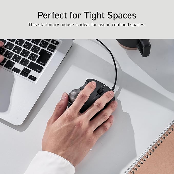 ELECOM Ergonomic Comfort Design Trackball IST Wired USB-A Connection, Smooth Tracking with Ruby Ball Bearing, 36mm Ball, Thumb Control, Compatible for Windows, PC, and Mac White (M-IT10URWH)