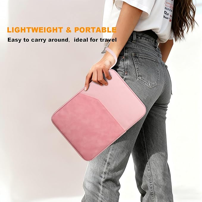 Lacdo Tablet Sleeve Case for 11 inch iPad A16 / 11 Inch IPad Air M4 M3 M2 / 11 inch iPad Pro M5 M4 / 10.9" ipad / 10.2" iPad / 10.9" IPad Air / 11" Samsung Galaxy Tab A9+, Protective iPad Sleeve, Pink