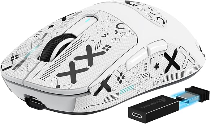 MANBASNAKE Attack Shark X3 Pro 4K/8K Hz Mouse, 59g Superlight BT/2.4G Wireless/Wired Gaming Mouse, PixArt PAW3395 Gaming Sensor, 26000 DPI, Griptape, Programmable Buttons for Win11/Xbox/PS/Mac(White)