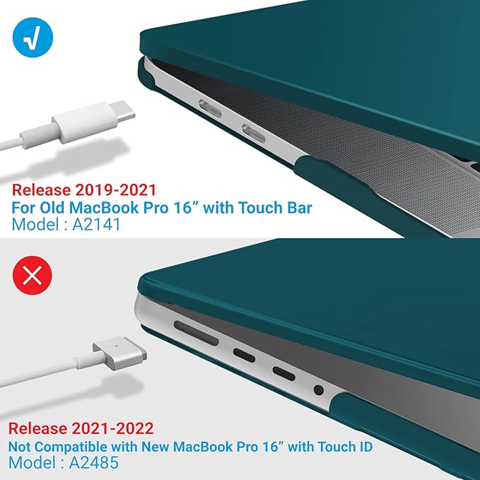 IBENZER Compatible with MacBook Pro 16 Inch Case A2141 Release 2020 2019, Hard Shell Case with Keyboard Cover & Type C Adapter for Old Version Mac Pro 16’’, Quetzal Green, T16QUGN+1TC