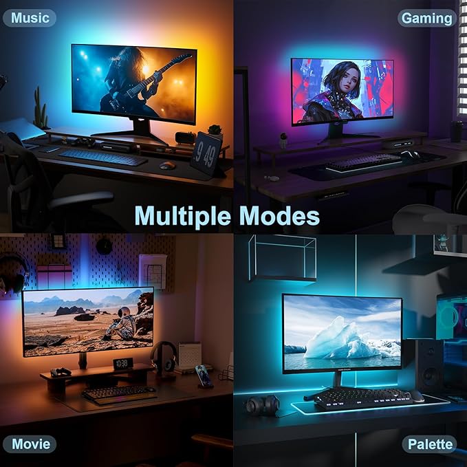Monitor Backlight for Win PC - Gaming Light Strip with Upgraded Software (Required), 6.5ft LED Strip Sync to 19-32 Inch Screen, Enhanced Color Matching & Immersive Lighting for Games/Movies/Music