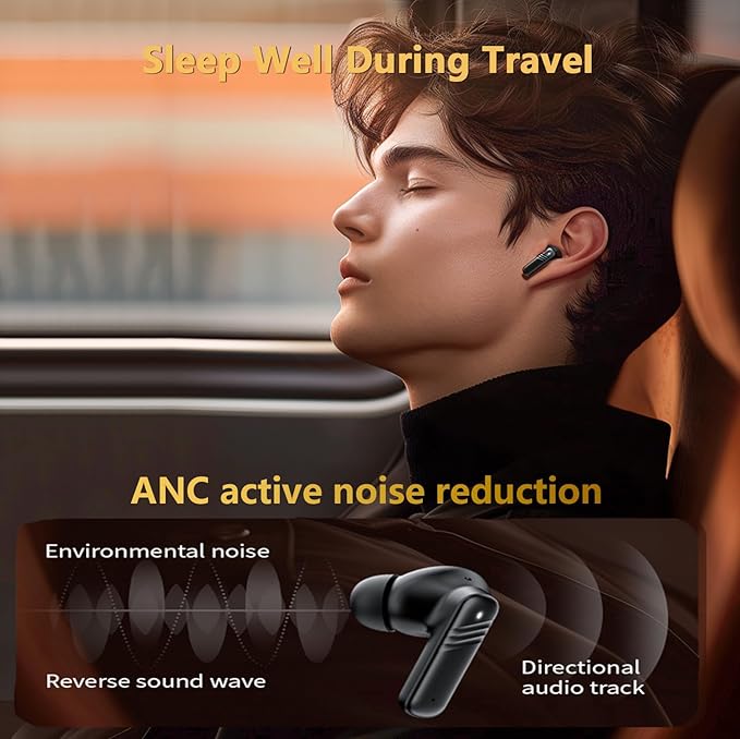 Xmenha lx300 Black Wireless Bluetooth 5.4 TWS Touch Screen Earbuds with Active Noise Cancellation and Transparency Mode