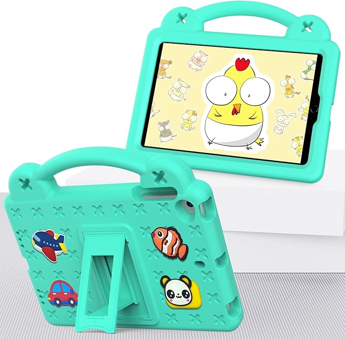 AKABEILA Compatible with Apple iPad Mini 1/2/3/4/5 Tablet Case, Kids Friendly Universal Lightweight Shockproof Protective Case with Shoulder Strap & Stand Handle Mint Green