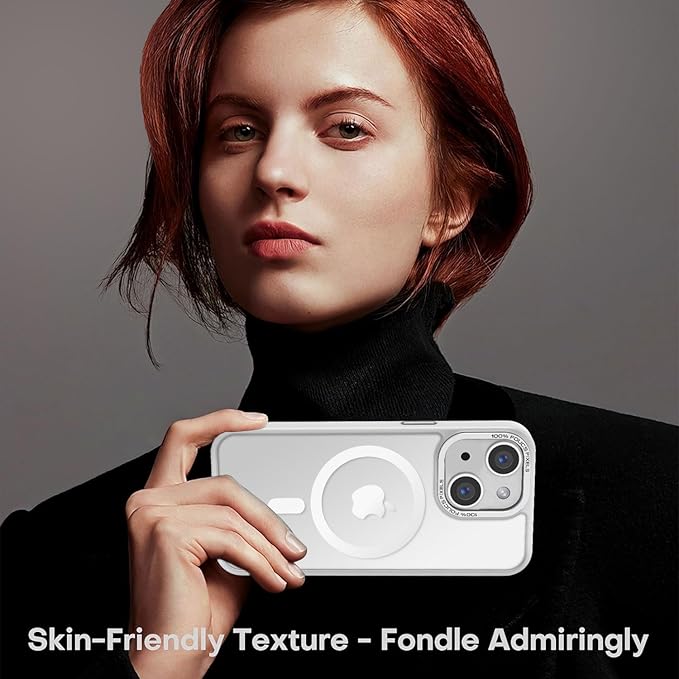 Newfuture Designed for iPhone 13 Case & iPhone 14 Case with Magnetic [13 FT Military Drop Protection] [Compatible with Magsafe] Translucent Shockproof with Anti-Fingerprint Phone Case, Frosted White
