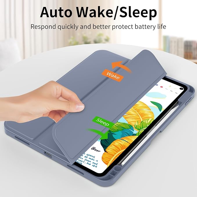 Case for iPad Pro 12.9 Inch Case 6th/5th/4th/3rd Generation with Pencil Holder, Smart Stand Cover with Soft TPU Back for iPad 12.9 Pro Case (2022/2021/2020/2018), Auto Sleep/Wake, Purple Gray