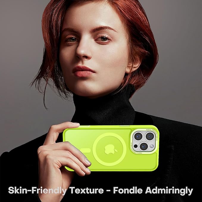 Newfuture Designed for iPhone 16 Pro Case with Magnetic [13 FT Military Drop Protection] [Compatible with Magsafe] Slim Translucent Matte Shockproof with Anti-Fingerprint Phone Case,Fluorescent Green