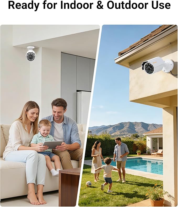 Anlapus 4 Pack 1080P HD Security Cameras, IP66 Weatherproof, 80ft Night Vision, 2MP Indoor Outdoor Home CCTV Bullet Camera for 1080P/5MP/4K Analog Surveillance DVR System