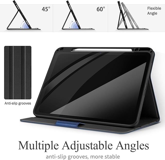 auaua Case for iPad Pro 13 Inch (M5/M4) 2025/2024, with Pencil Holder and Pocket, Multiple Viewing Angles, Magnetic Closure, Auto Sleep/Wake (Blue)