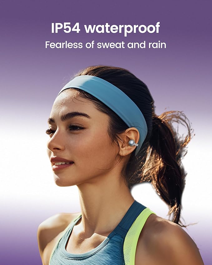 mojawa StarClip Open-Ear Wireless Bluetooth Headphones, Clip-On Earbuds, 4D Panoramic Sound, Clear Calls, Lightweight, Secure Fit, IP54 Water-Resistant Ear Grips for Workout and Daily Use, Black