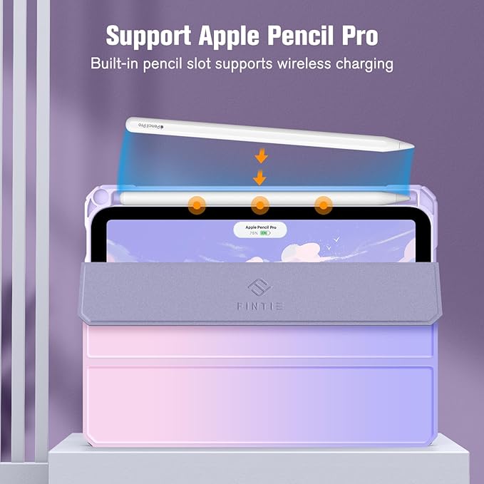 Fintie Hybrid Slim Case for iPad Mini 7 (A17 Pro, 7th Generation) 2024 / iPad Mini 6 (6th Gen) 8.3 Inch, [Built-in Pencil Holder] Shockproof Cover Clear Transparent Back Shell, Fantasy Ombre