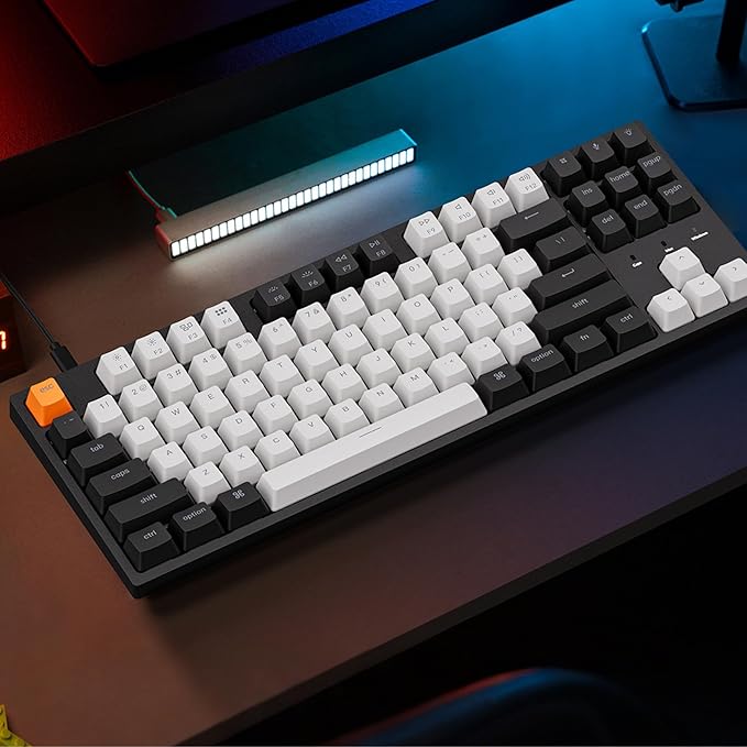 Keychron C1 Hot-swappable Wired Mechanical Computer Keyboard with Gateron G Pro Brown Switch/Double-Shot ABS Keycaps/White Backlight/USB Type-C Cable, Tenkeyless 87 Keys for Mac Windows PC