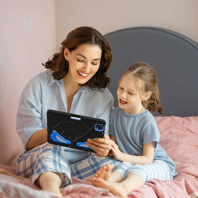 AKABEILA Compatible with Apple iPad Pro 11 inch(2018)/Apple Air 4 10.9(2020)/Air 5 10.9(2022)/Air 6 M2 (2024)/Air 7 M3 (2025) Tablet Case，Cover with Kickstand for Kids Children Boys Babies Black Blue