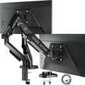 ARES WING Heavy Duty Dual Monitor Arm, Fully Adjustable Monitor Mount for 17-35 Inch Flat Curved Ultrawide Screens Up to 26.5lbs with USB A/C, C-Clamp & Grommet Base, 75/100 Vesa Mount, Black