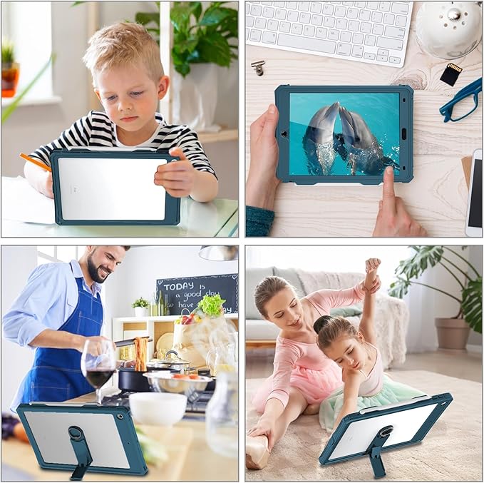 iPad 9th 8th 7th Generation Case Waterproof, Full Body Protective Shockproof Case with Built-in Screen Protector, Pencil Holder, Stand, Shoulder Strap for iPad 9th 8th 7th Gen 10.2 inch Teal