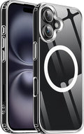 Strong Magnetic for iPhone 16 Case [5X Military-Grade Protection] Compatible with MagSafe Anti-Yellowing Shockproof Slim Thin Cover 6.1 inch, Translucent