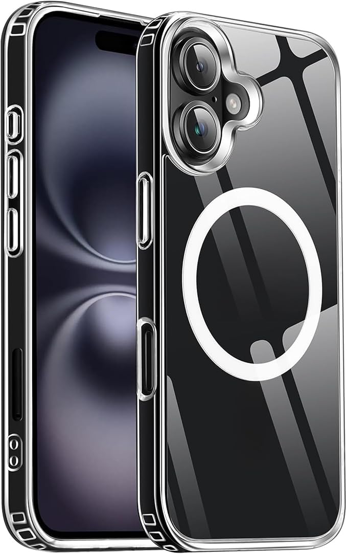 Strong Magnetic for iPhone 16 Case [5X Military-Grade Protection] Compatible with MagSafe Anti-Yellowing Shockproof Slim Thin Cover 6.1 inch, Translucent