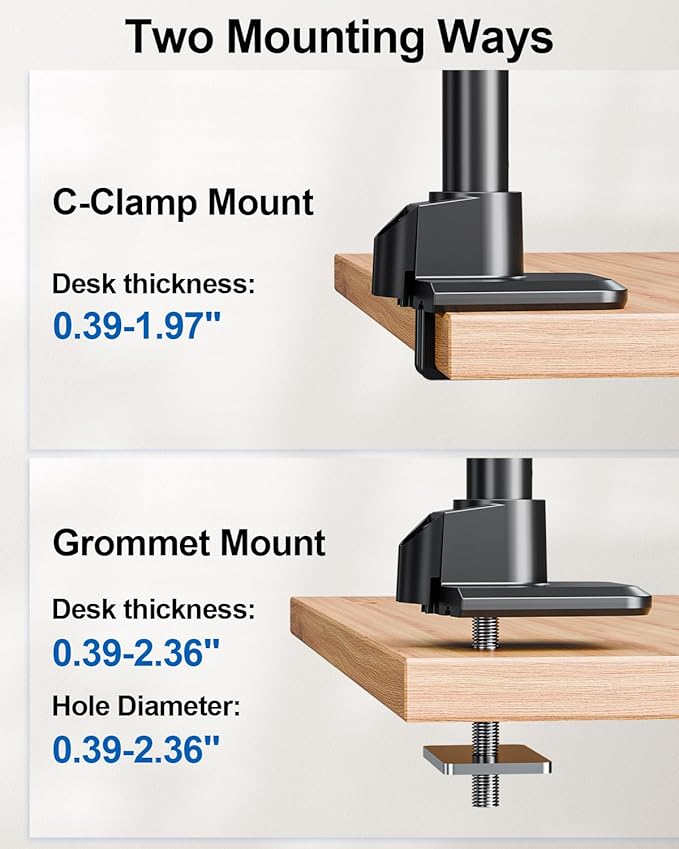 Heavy Duty Single Monitor Mount for Max 49 inch, Hold 7.7 to 44 lbs Ultrawide Screens, Premium Monitor Arm for Samsung Odyssey G9 and More, Adjustable Gas Spring Desk Stand, VESA Mount