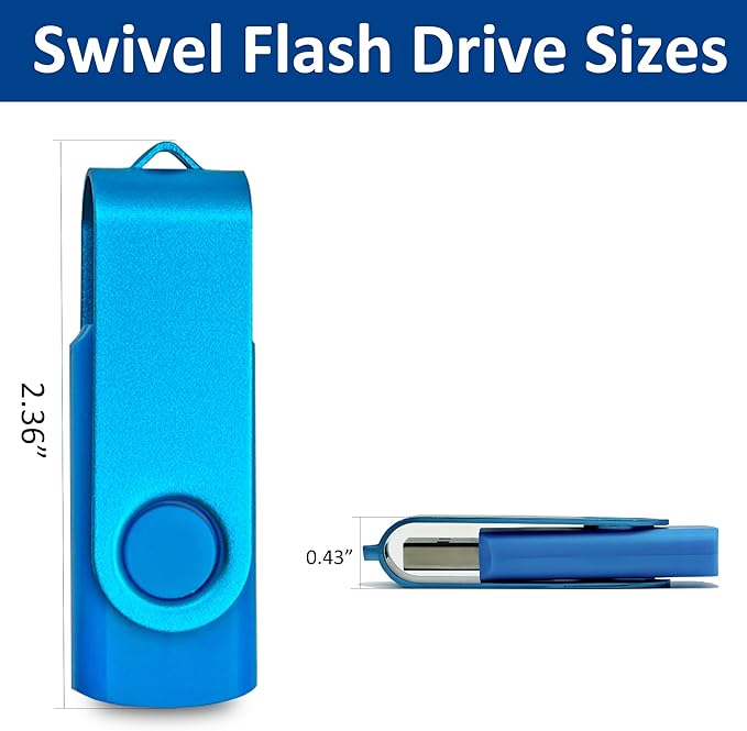 4GB USB Flash Drive 20 Pack Nicepicten Zip Drive USB 2.0 Thumb Drive Memory Stick FAT32 USB Jump Flash Drive Bulk - 4GB Blue