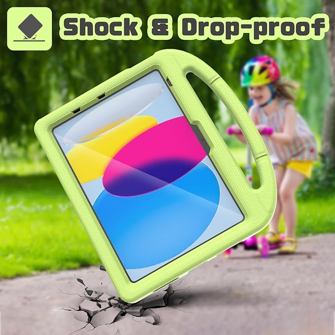 YIHE Kids Case for iPad (A16) 11th Generation 11 Inch 2025 & iPad 10th Generation 10.9 inch 2022, with Built-in Screen Protector and Stable Stand, Full Body Shockproof Protective Cover - Light Green