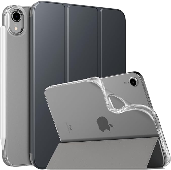 MoKo Case Fit New iPad mini 7 (A17 Pro) 2024, iPad mini 6th Generation Case 2021 (8.3-inch), iPad mini 6 Case, Soft TPU Translucent Frosted Back Cover Case for iPad mini 7th, Space Gray