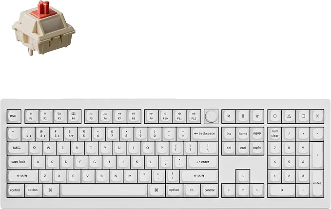 Keychron V6 Ultra 8K Full Size Wireless Mechanical Keyboard, 8000Hz, Hot-Swappable Red Switch, RGB Backlight, PBT Keycaps, 2.4GHz/Bluetooth/Wired, ZMK/Web Launcher, for Windows macOS Linux – White