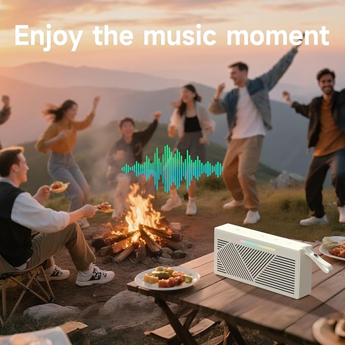 HOTTABLET Bluetooth Speaker Wireless Portable IPX5 Waterproof for Home Party Outdoor Beach, Beige