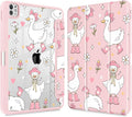 May Chen for iPad Pro 13 Inch Case M5 2025 / M4 2024, Built Pencil Holder & Clear Transparent Print Back Shell Slim Stand Shockproof Tablet Cover, Auto Wake/Sleep, Cute Goose Spring