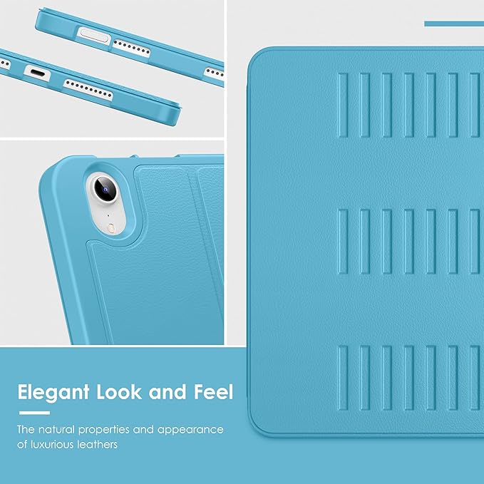 VIKESI Case for iPad mini 7 (A17 Pro) and iPad mini 6,Multiple Angles Magnetic Stand Cover,Shockproof Soft Back,Pencil Holder,and Auto Sleep/Wake,Sky Blue