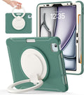 BATYUE Shockproof Case for iPad Air 11" M2/M3/M4, Air 4/5 10.9", iPad Pro 11" 1st-4th Gen 2018-2022 | 360° Multi-Angle Stand (Portrait & Landscape) & Grip, Built-in Pencil Holder, Jade Green