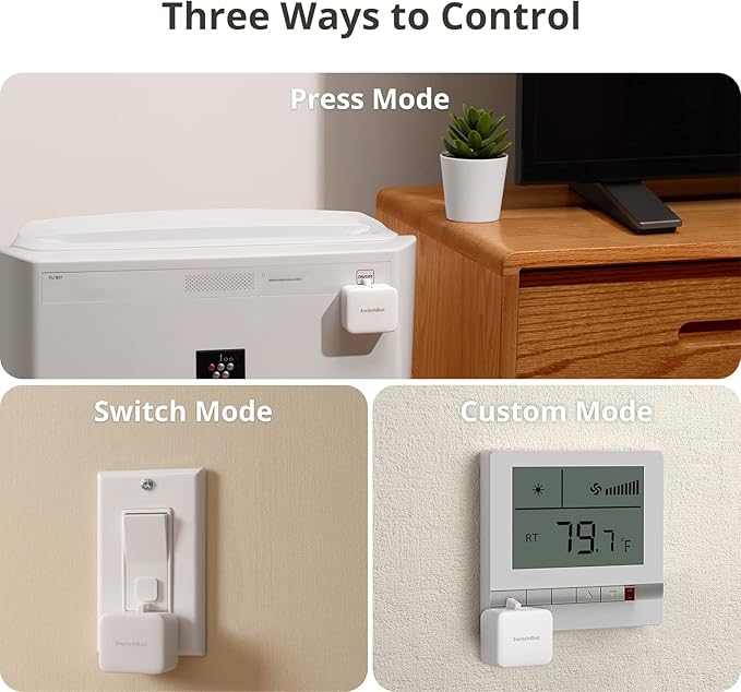 Switchbot Smart Switch Button Pusher (Bluetooth) – Fingerbot for Rocker Switch/One-Way Buttons, App Timer Control, No Wiring, Optional Hub Required for Voice/Remote, White