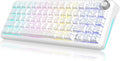 RedThunder K65 Wireless Mechanical Keyboard, CNC Knob, Tri-Mode BT5.0/2.4GHz/USB-C Hot Swappable Custom, Pre-lubed Linear Coconut Switches, Gasket Structure, RGB Gaming Keyboard, White Contour Lines