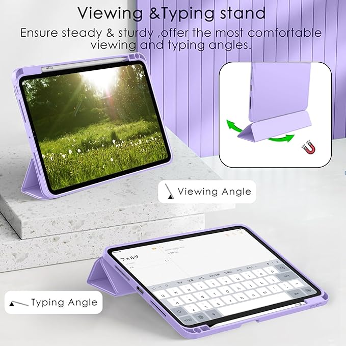 ZryXal iPad Pro 11 Inch Case (M5) 2025/ (M4) 2024 (Model: A2836/A2837/A3006), Trifold Stand Smart Cover with Pencil Holder and Soft TPU Back, Auto Wake/Sleep (New Clove Purple)