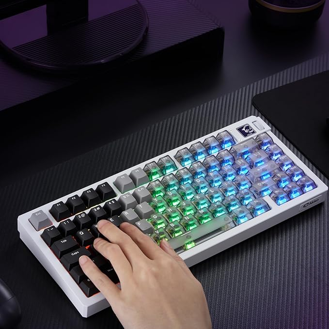 Akko MOD007 V5 HE Wired Rapid Trigger Gaming Keyboard Quick Release Aluminum Wired Keyboard with Personalized Screen FR4 Plate White, Astrolink Switch