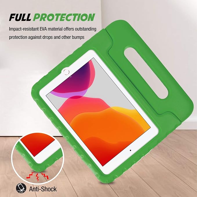 ProCase Kids Case for iPad 9th Generation/iPad 8/iPad 7, iPad 10.2 Case 2021 2020 2019/iPad Air 10.5/iPad Pro 10.5 Kids Case, Shockproof Lightweight Case with Convertible Handle -Green