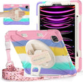 BRAECNstock Kids Case for Apple iPad Air 13 inch (M4/M3/M2)/ iPad Pro 12.9 inch 6th/5th/4th/3rd Gen, Shockproof Protective Case with Pencil Holder, 360° Rotating Hand Strap + Stand, Colorful Pink