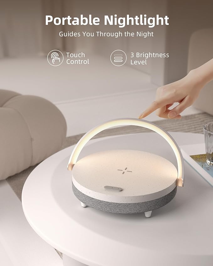 EZVALO Gifts for Mom, 4-in-1 Bedside Lamp with Bluetooth Speaker, Dimmable Night Light, Charging Station and Phone Holder, Birthday Gifts for Women, Teens, Wife and Friends