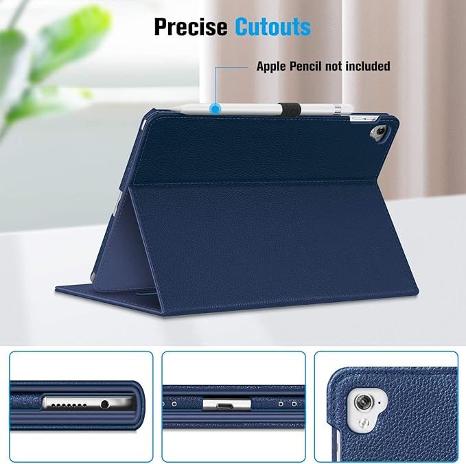 Fintie Case for iPad Pro 9.7 Inch 2016 Release Tablet- [Corner Protection] Multi-Angle Viewing Folio Smart Stand Back Cover with Pocket, Pencil Holder, Auto Wake/Sleep, Navy
