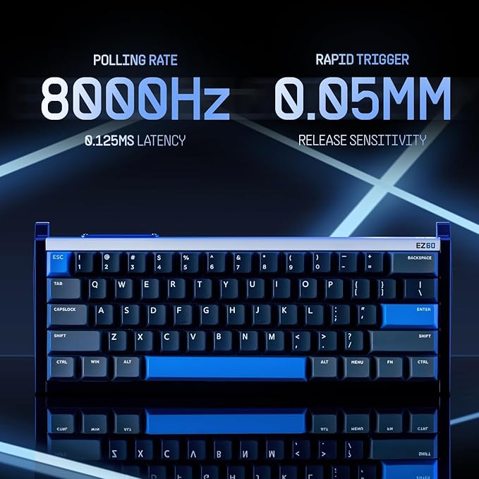 IQUNIX EZ60 Gaming Keyboard, 60% RGB Mechanical Keyboard, 61 Keys with Star Trail Magnetic Switches, Rapid Trigger, Adjustable Actuation, Double Shot PBT Keycaps, for Win/Mac Laptop PC