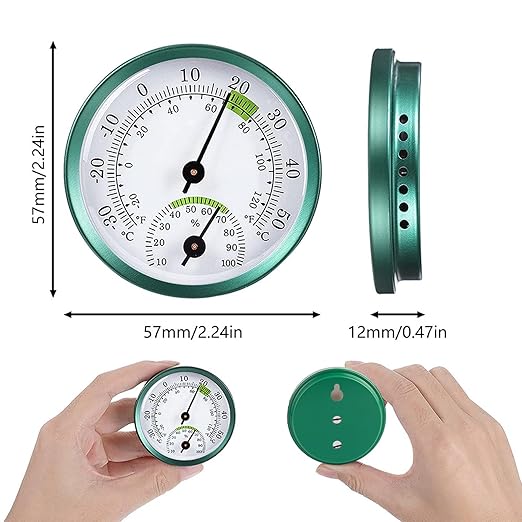 Mini Indoor Thermometer Hygrometer, 2 in 1 Temperature Humidity Monitor Gauge No Battery Required Mini Wall Hanging Thin Temperature Humidity Meter for Home, Room