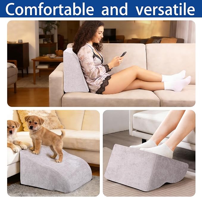 Foot Rest for Under Desk at Work, Ergonomic Under Desk Footrest with Washable Cover for Office, Home & Gaming Leg Elevation Pillow Light Gray