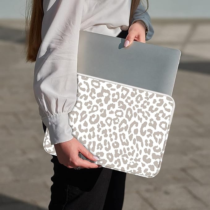 Laptop Sleeve Bag 15.6-16 inch,Compatible with MacBook Air 15 inch M2 2023 A2941/16 Pro M2 A2780 M1 A2485 /Pro Retina 15 A1990,Chromebook,HP,15.3-16 inch Notebook（Grey Leopard Cheetah Bag）