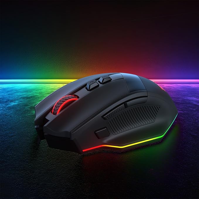 Redragon M923 PRO 3-Mode Wireless RGB Gaming Mouse, Optical Ergonomic Gamer Mouse with Max 24,000DPI, Pro Precision Sensor SG8960, 8 Macro Buttons, Software Supported
