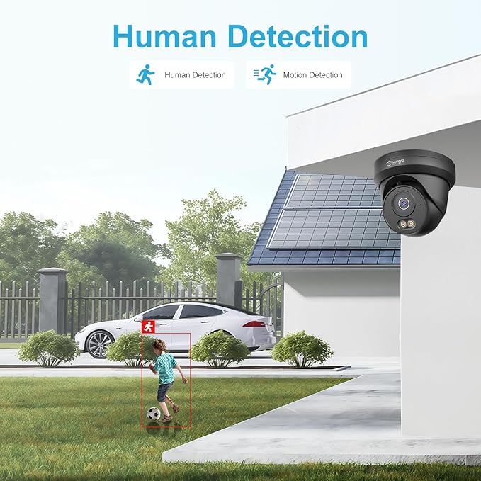 Anpviz 4MP PoE Camera Black, Full Metal Turret Security IP Camera Outdoor Wired, AI Human Motion Detection, Smart Color Night Vision, Built-in Mic, 2.8mm Lens@25FPS, NDAA, IPC-D3B43B-S (U Series)