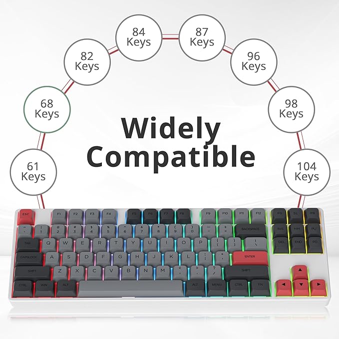Guffercty kred XDA Profile Minimalist Black Keycaps 75 Percent Dye-sub PBT Keyboard Caps with ISO Keys for MAC 60% 65% 75% 96% Mechanical Keyboard (Black Dolch)